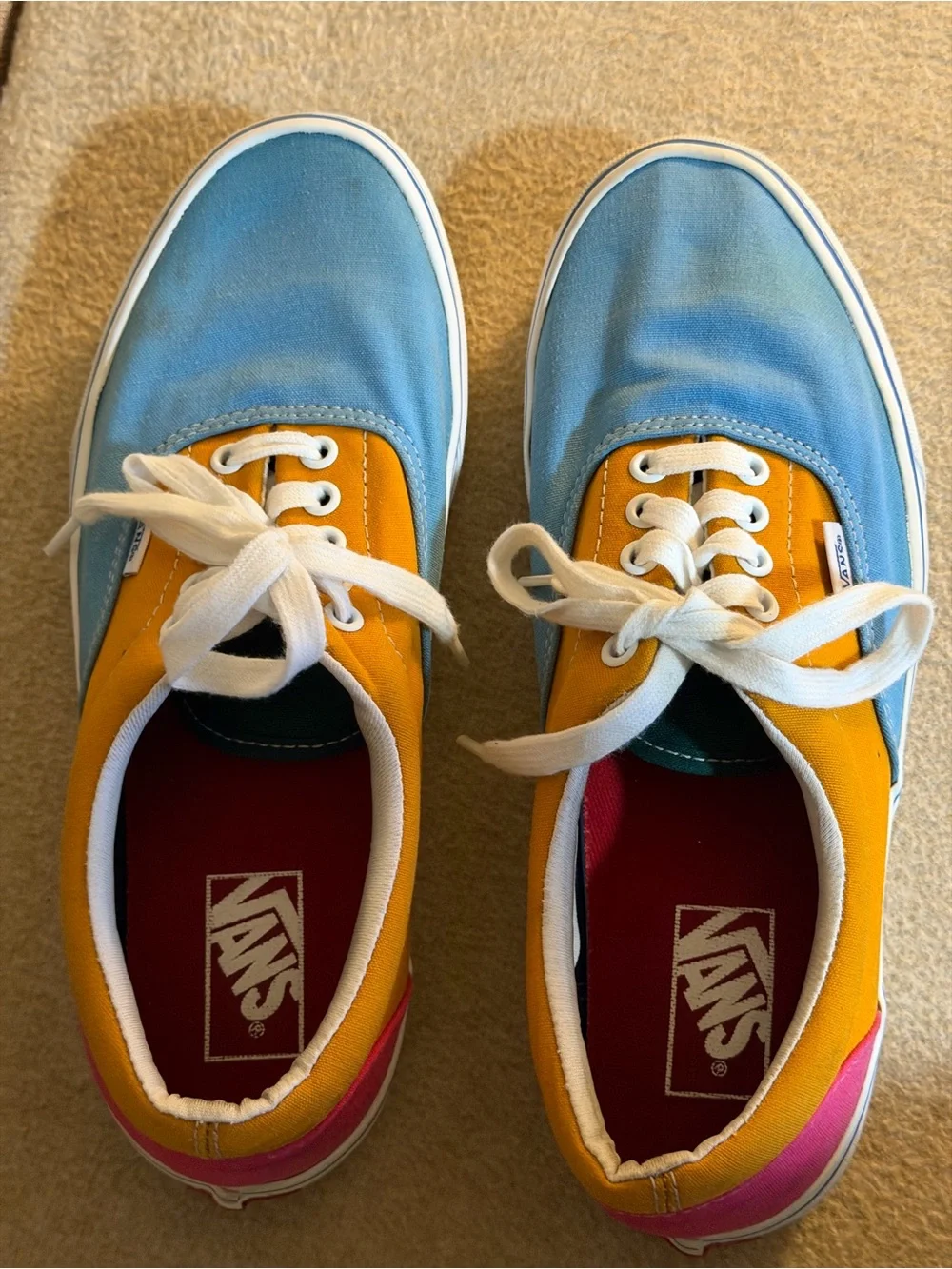 Vans Low-Top Sneakers in Blue, Yellow & Pink